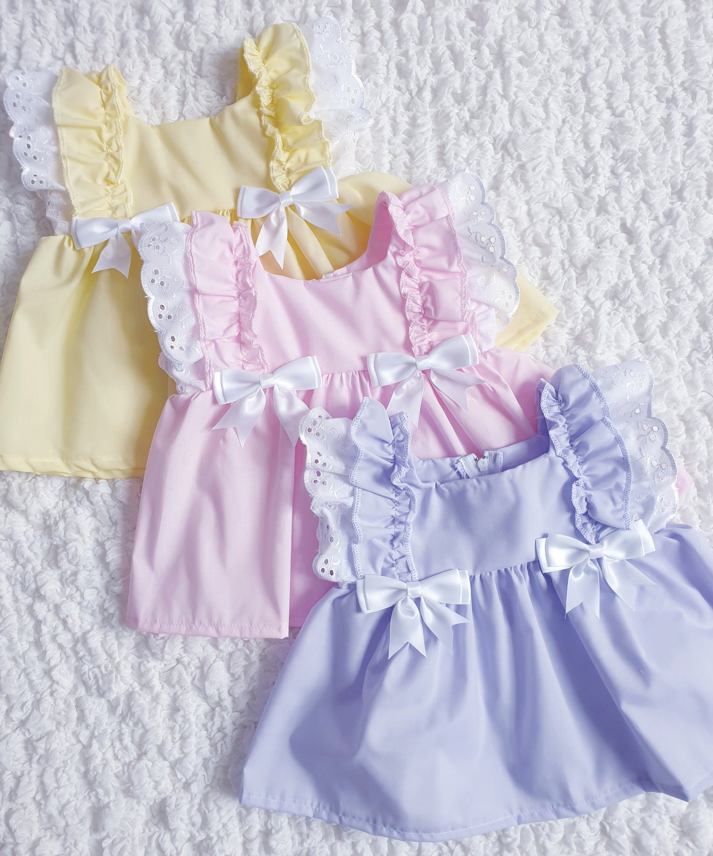 Baby Girls Ruffle Sleeve Bow Dress Pink Lemon & Lilac
