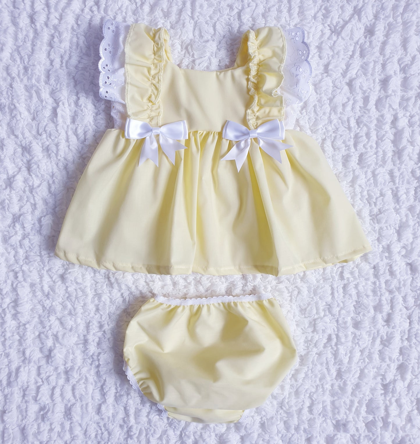 Baby Girls Ruffle Sleeve Bow Dress Pink Lemon & Lilac