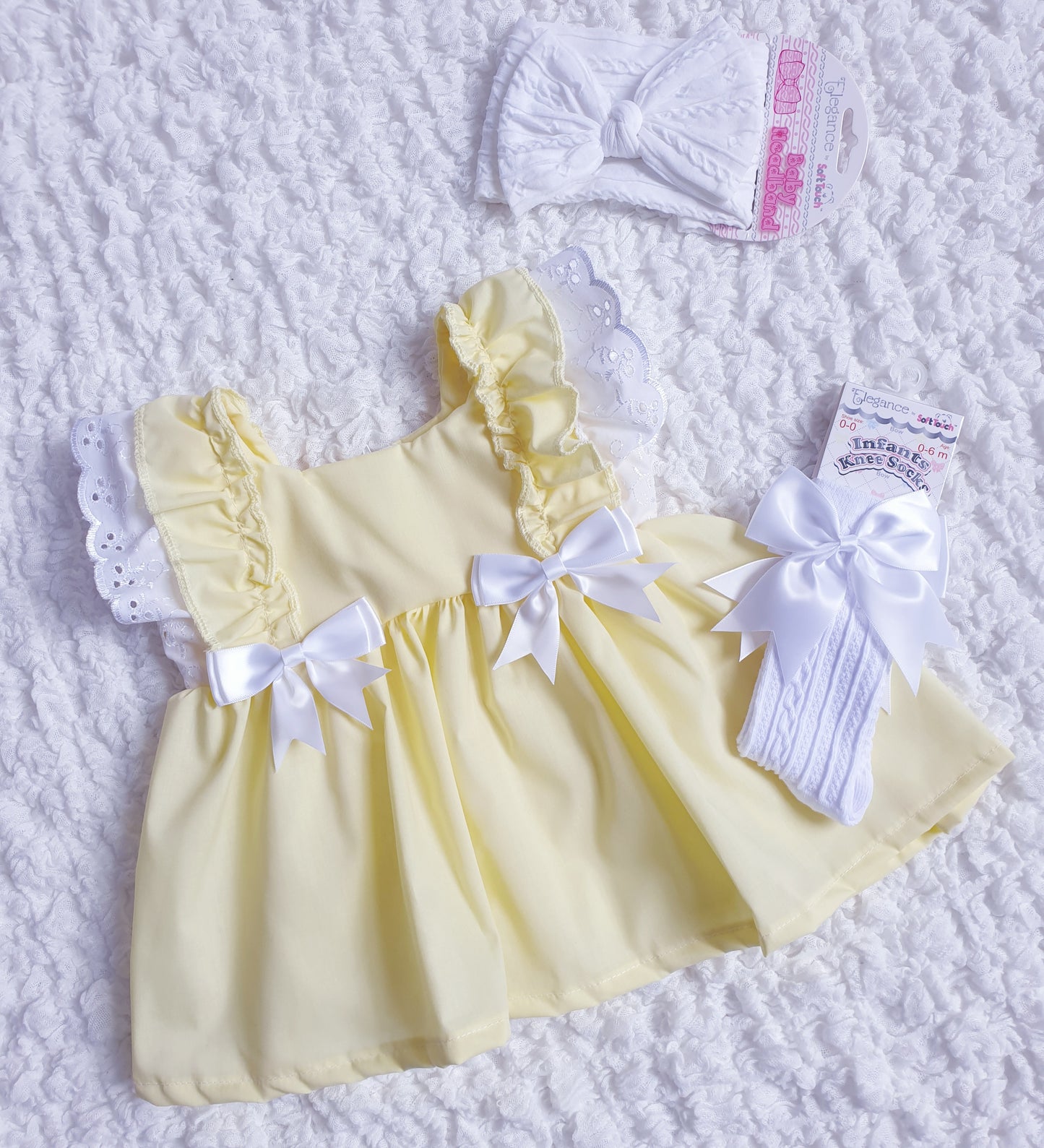 Baby Girls Ruffle Sleeve Bow Dress Pink Lemon & Lilac