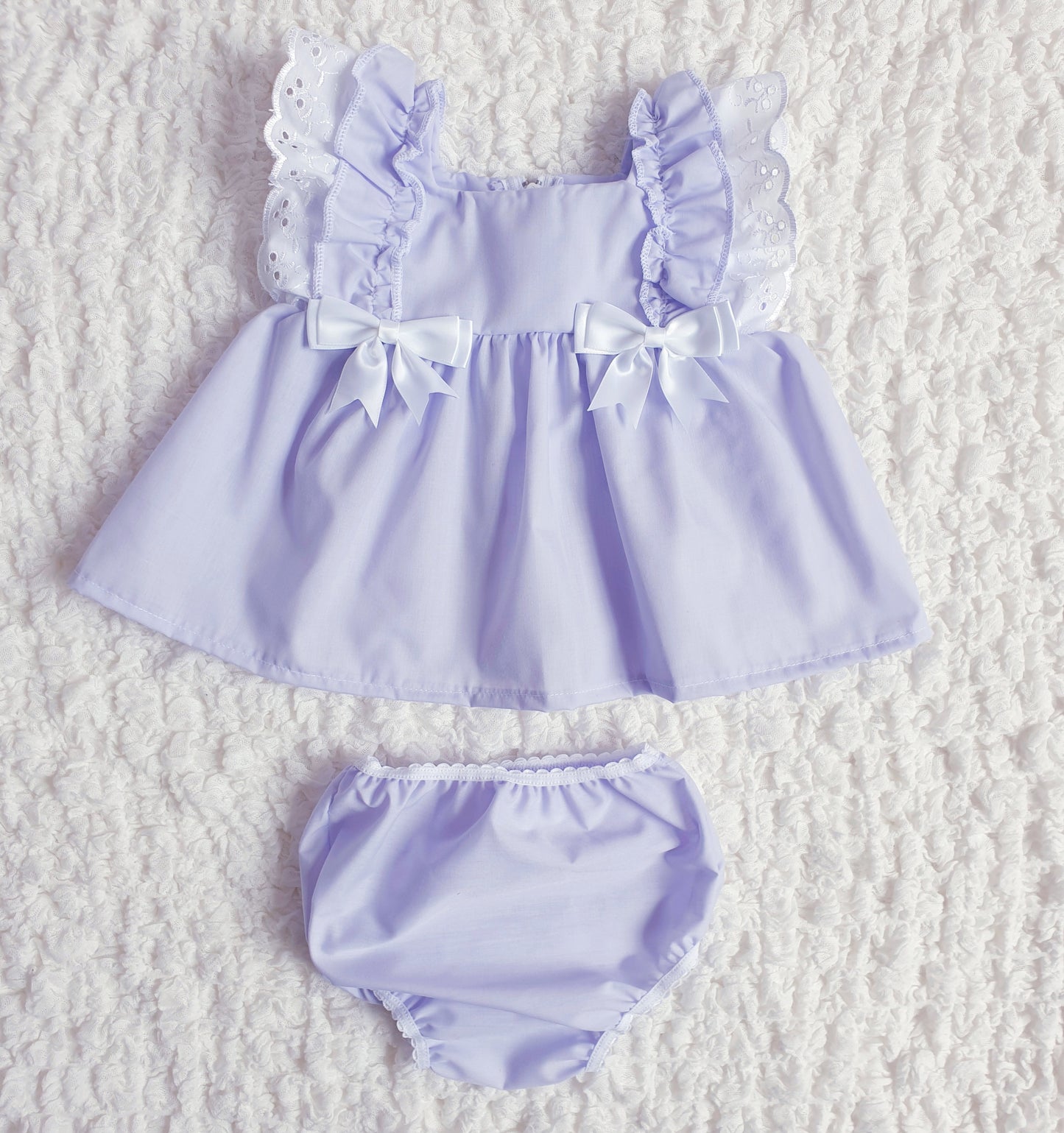 Baby Girls Ruffle Sleeve Bow Dress Pink Lemon & Lilac