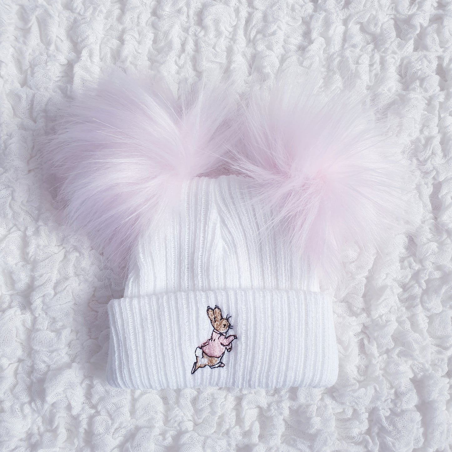 Baby Girls Boys Newborn Peter Rabbit Double Pom Pom Hat