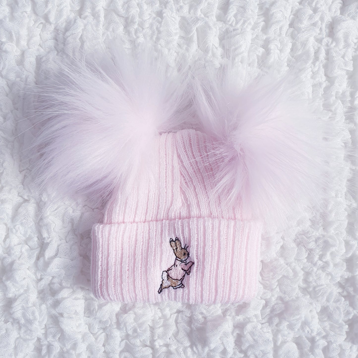 Baby Girls Boys Newborn Peter Rabbit Double Pom Pom Hat