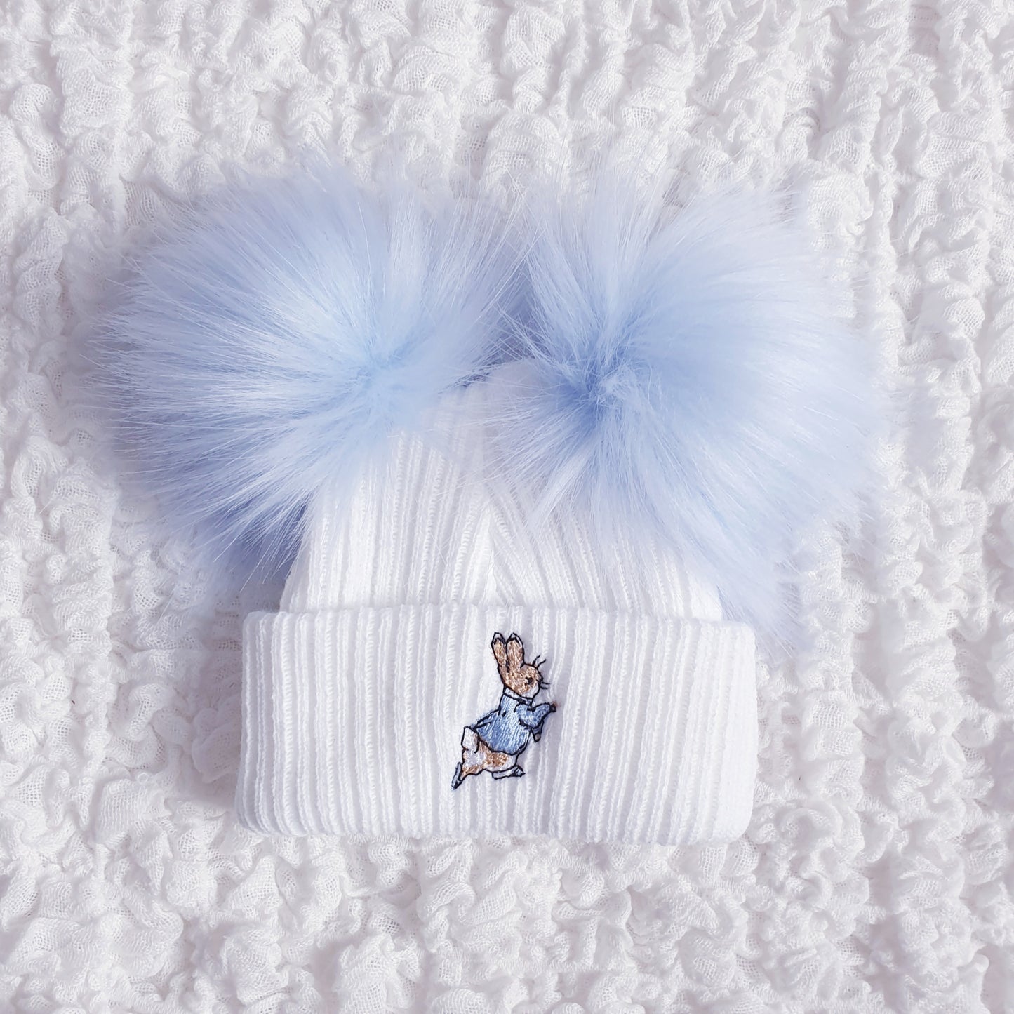 Baby Girls Boys Newborn Peter Rabbit Double Pom Pom Hat