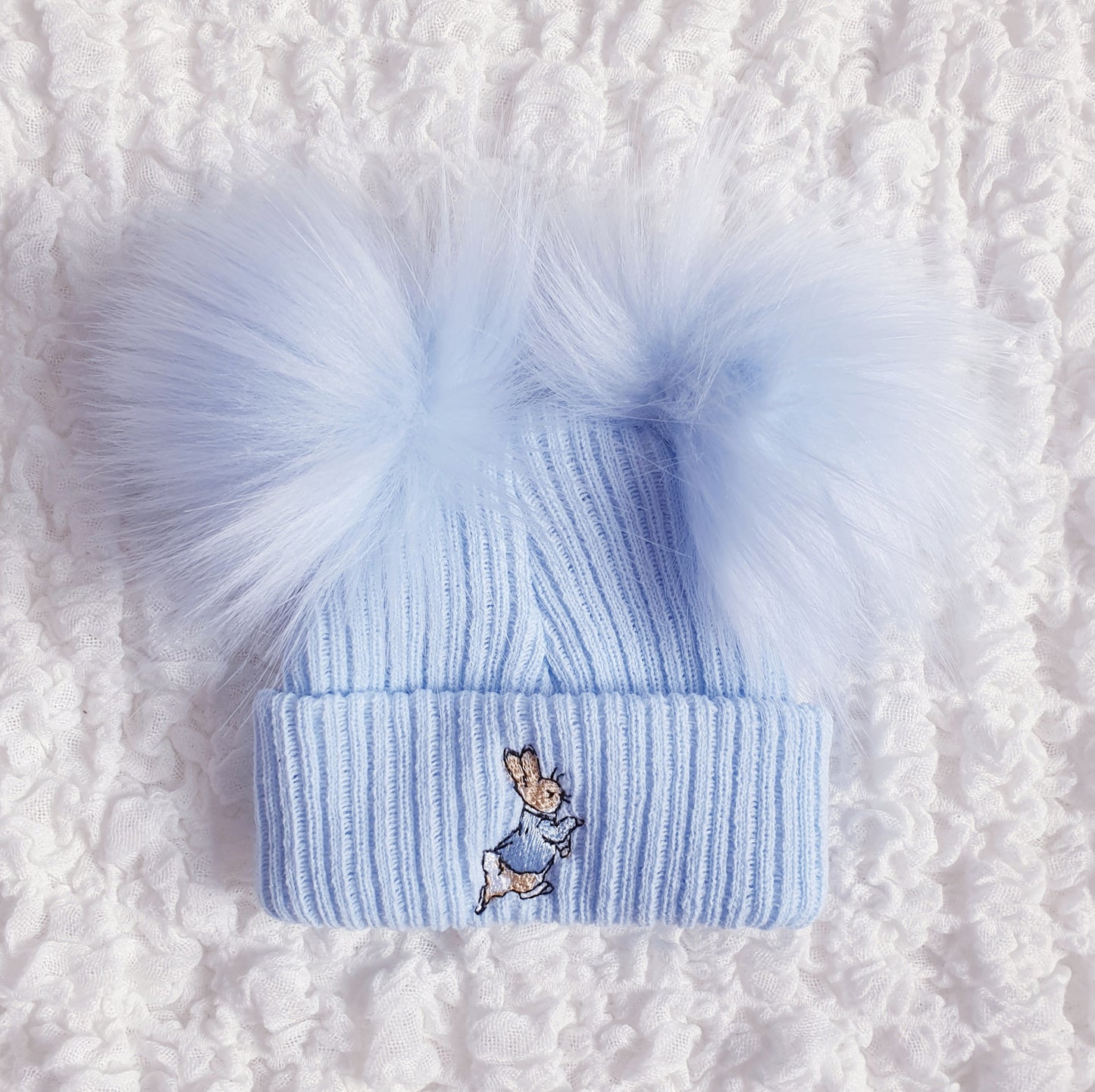 Baby Girls Boys Newborn Peter Rabbit Double Pom Pom Hat