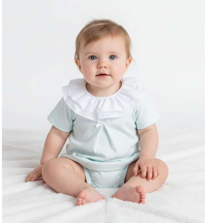 Baby Girls Spanish Frilly Collar Jam Set Pink Lemon Mint