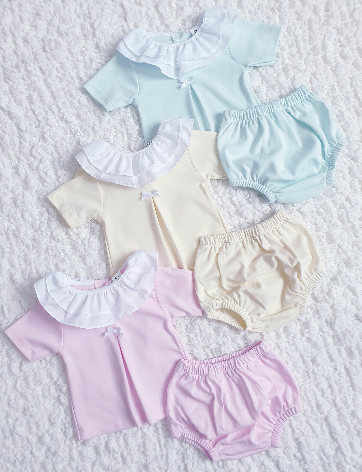 Baby Girls Spanish Frilly Collar Jam Set Pink Lemon Mint