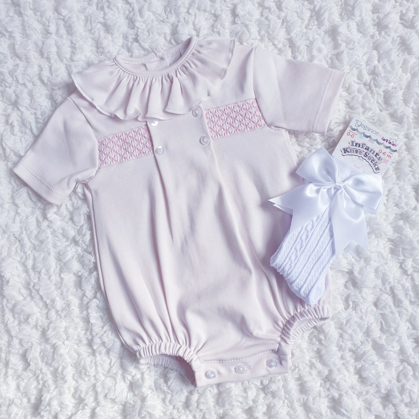 Baby Girls Boys Smocked Romper Lemon Pink Blue