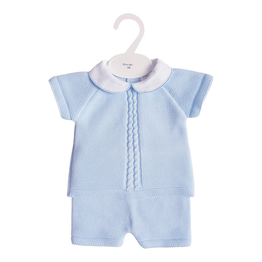 Baby Boys Blue Knitted Shorts Set