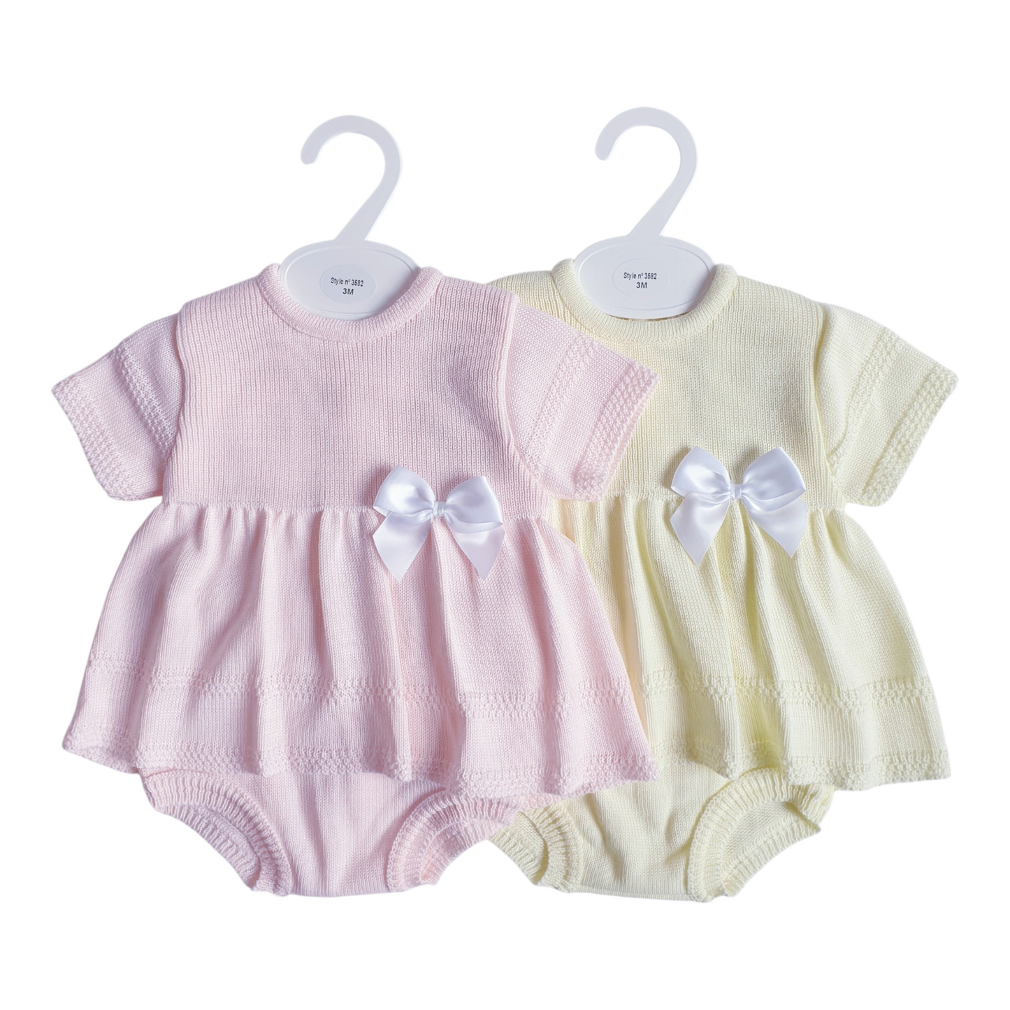 Baby Girls Knitted Bow Dress Pink Lemon