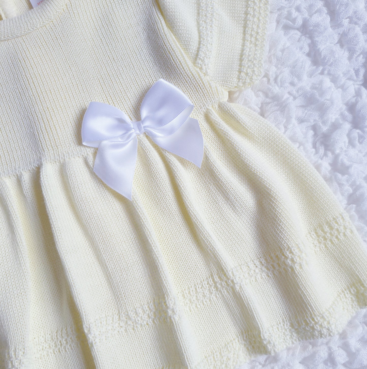 Baby Girls Knitted Bow Dress Pink Lemon