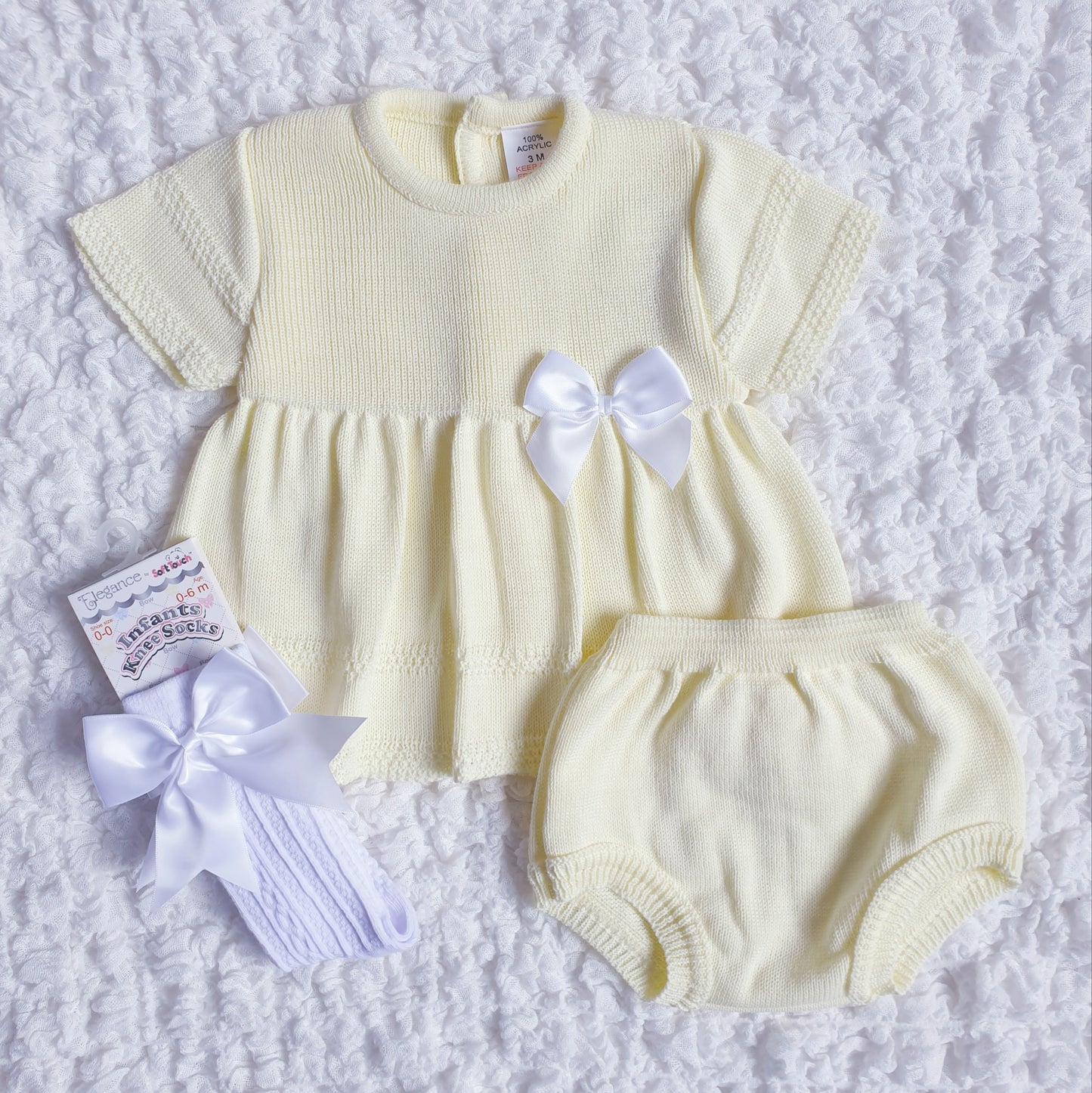 Baby Girls Knitted Bow Dress Pink Lemon