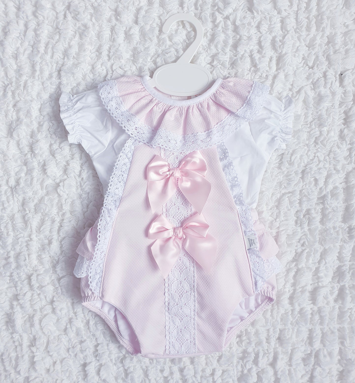 Baby Girls Spanish Double Bow Romper Pink Blue