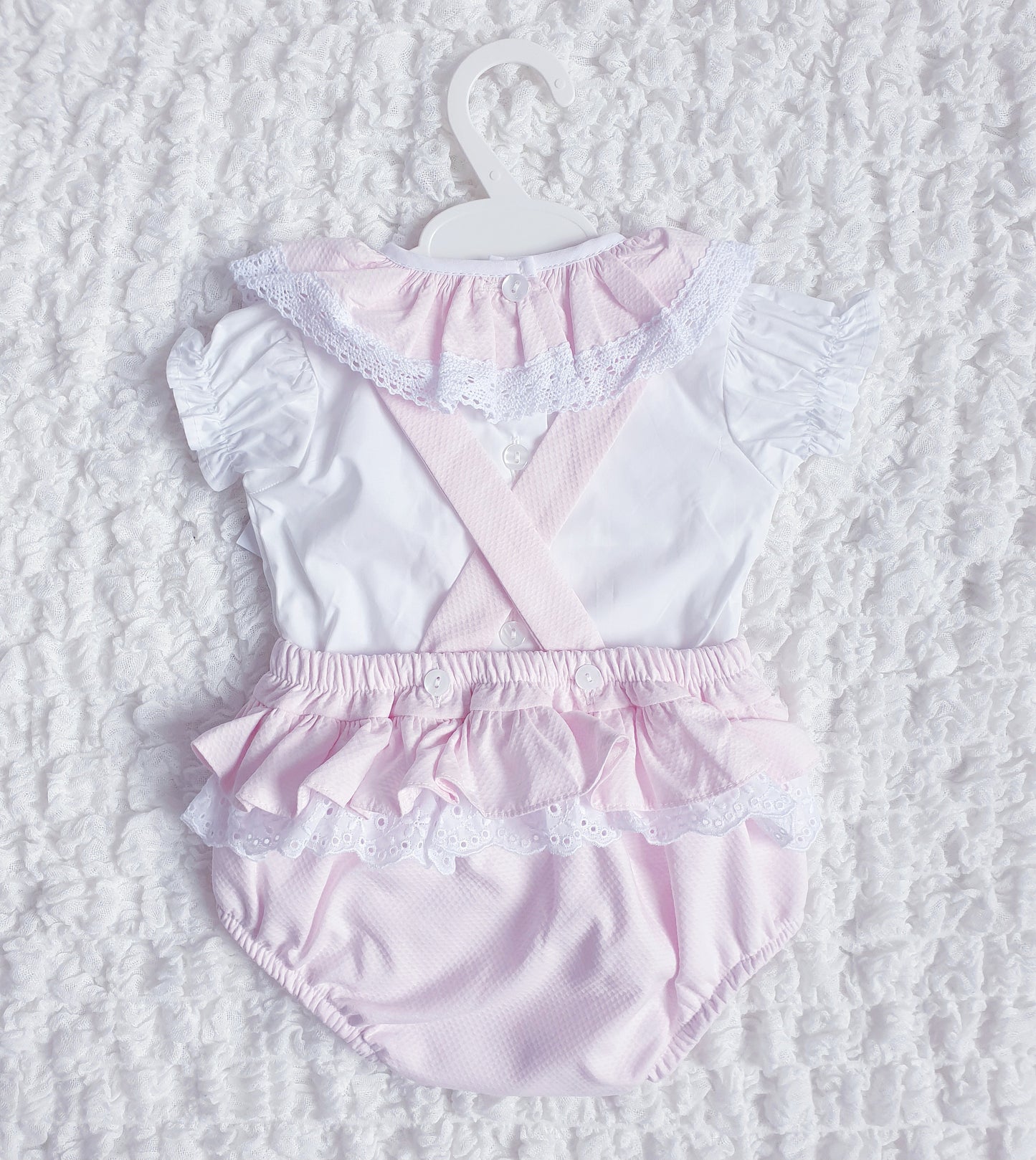 Baby Girls Spanish Double Bow Romper Pink Blue