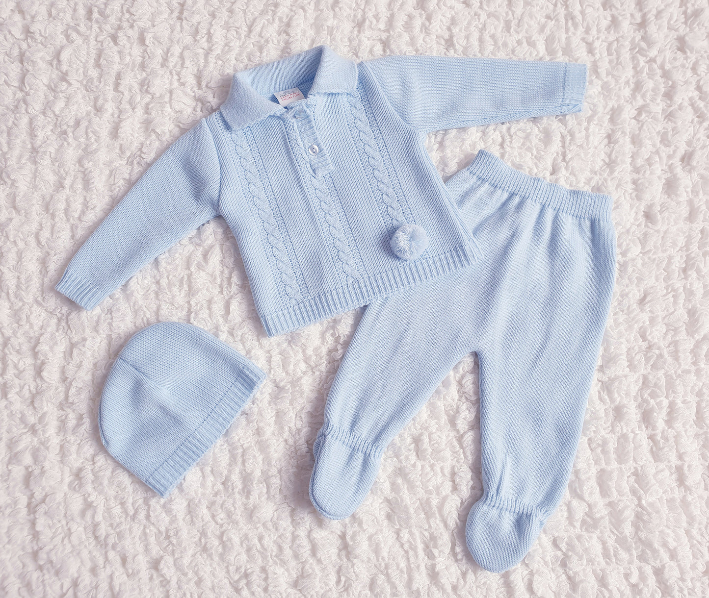 Baby Boys Blue Spanish Knitted 3 Piece Box Set