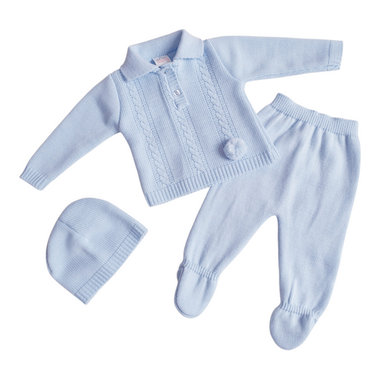 Baby Boys Blue Spanish Knitted 3 Piece Box Set