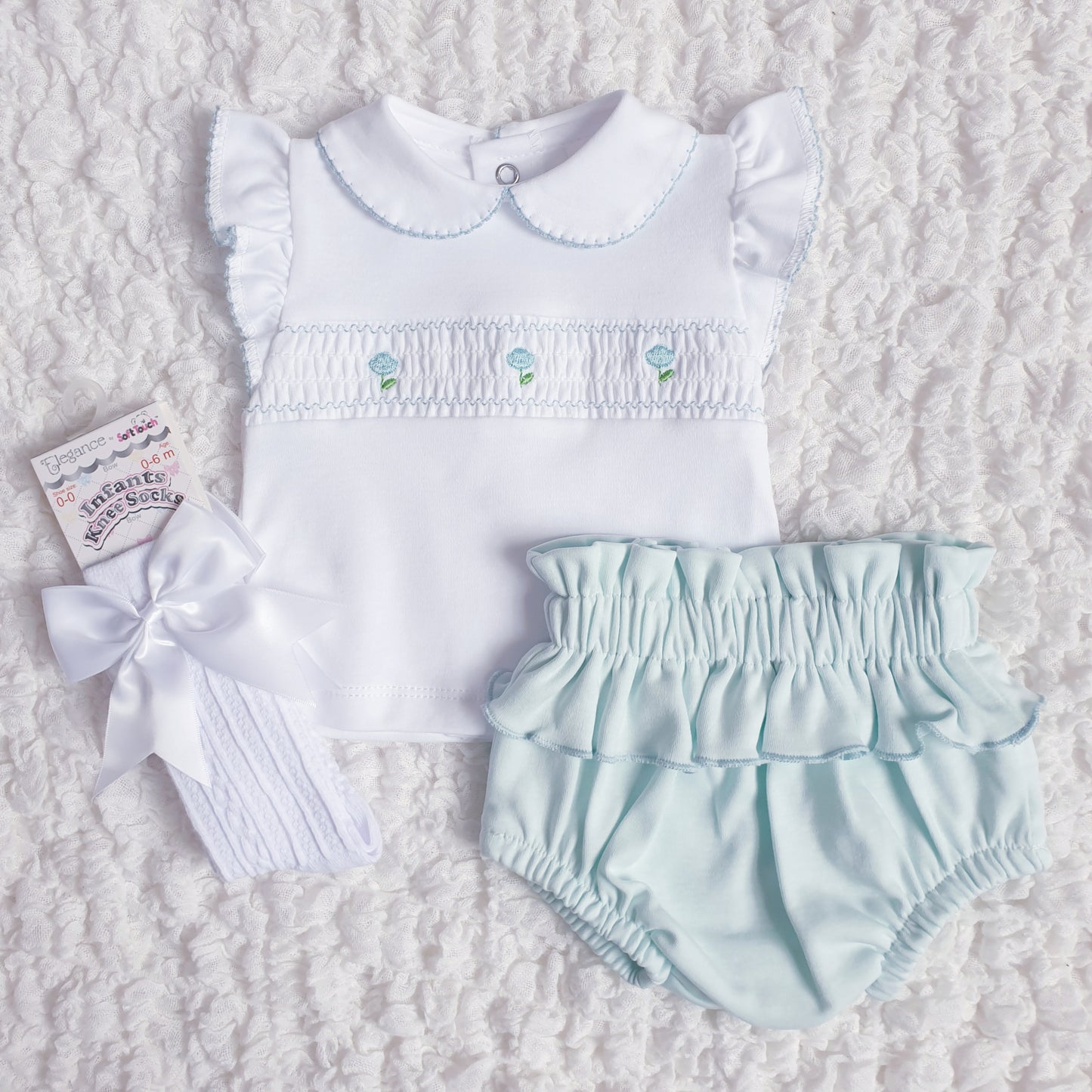 Baby Girls Spanish Smocked Ruffle Jam Pants Set