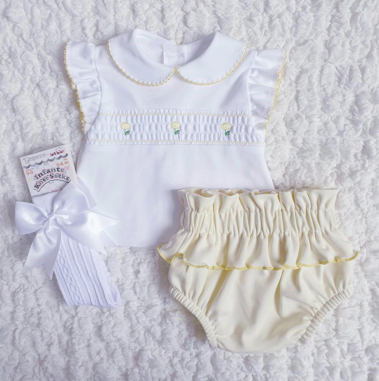 Baby Girls Spanish Smocked Ruffle Jam Pants Set