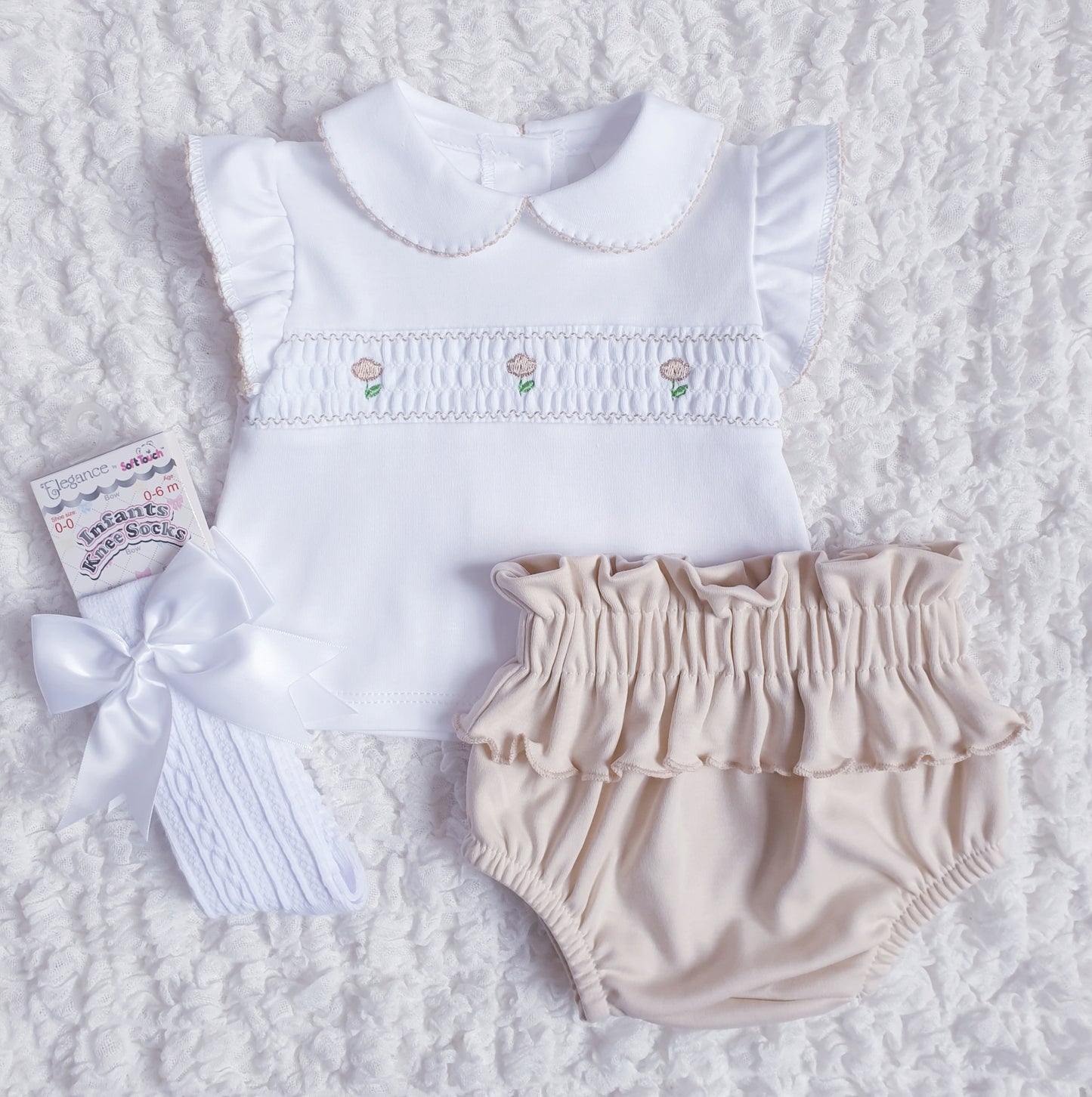 Baby Girls Spanish Smocked Ruffle Jam Pants Set