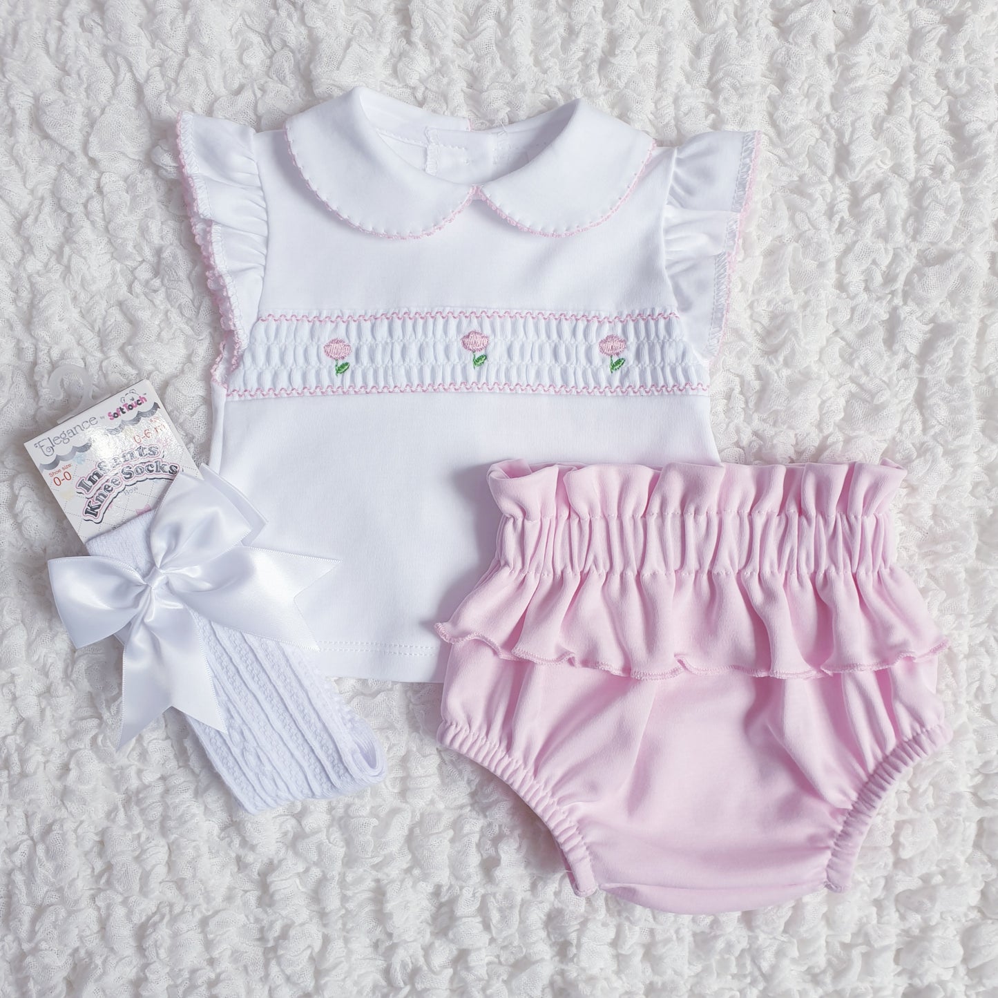 Baby Girls Spanish Smocked Ruffle Jam Pants Set