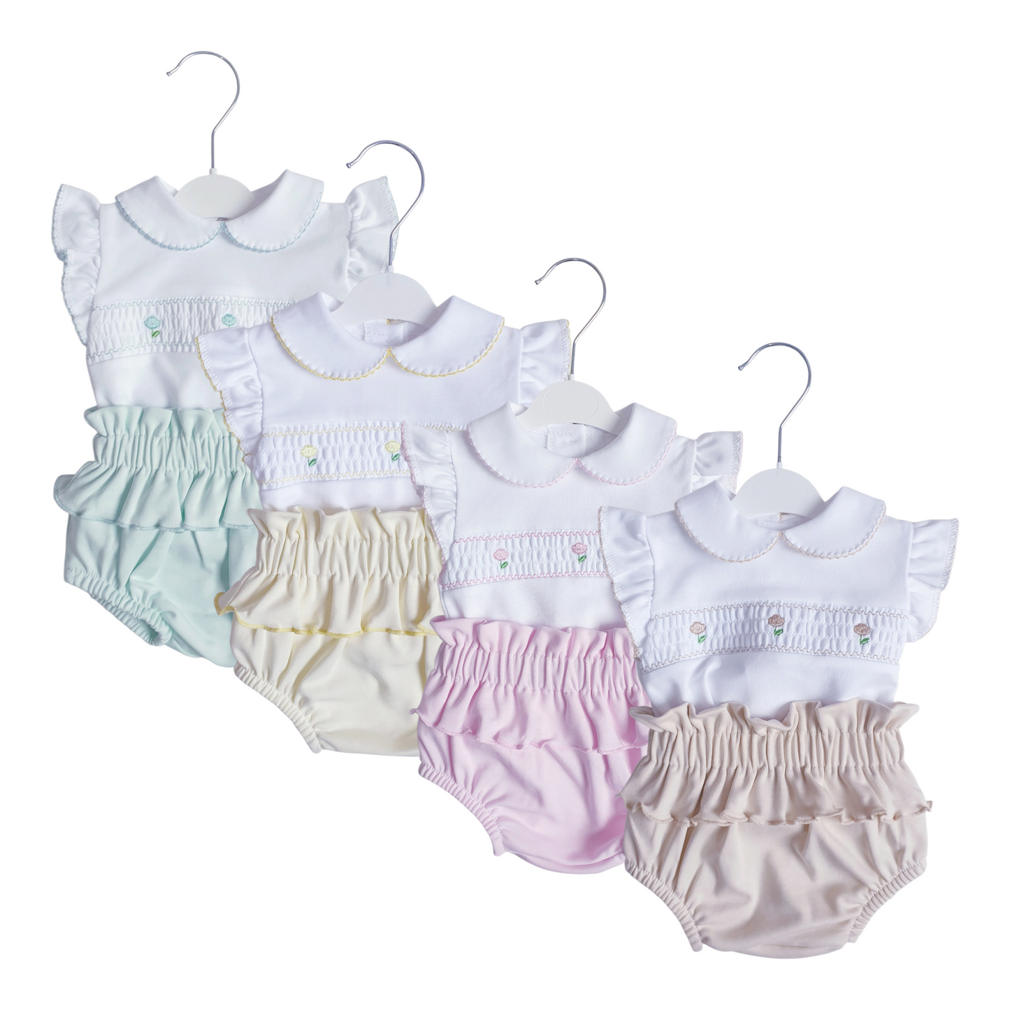 Baby Girls Spanish Smocked Ruffle Jam Pants Set