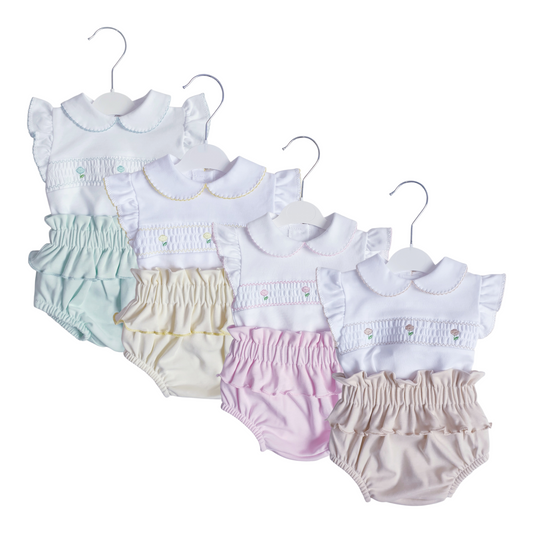 Baby Girls Spanish Smocked Ruffle Jam Pants Set
