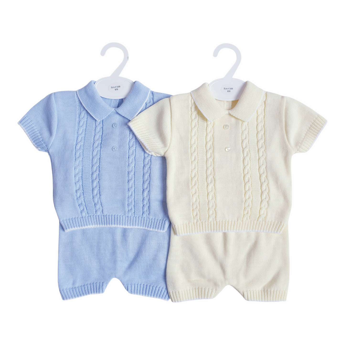 Baby Boys Spanish Knitted Shorts Set Blue Lemon