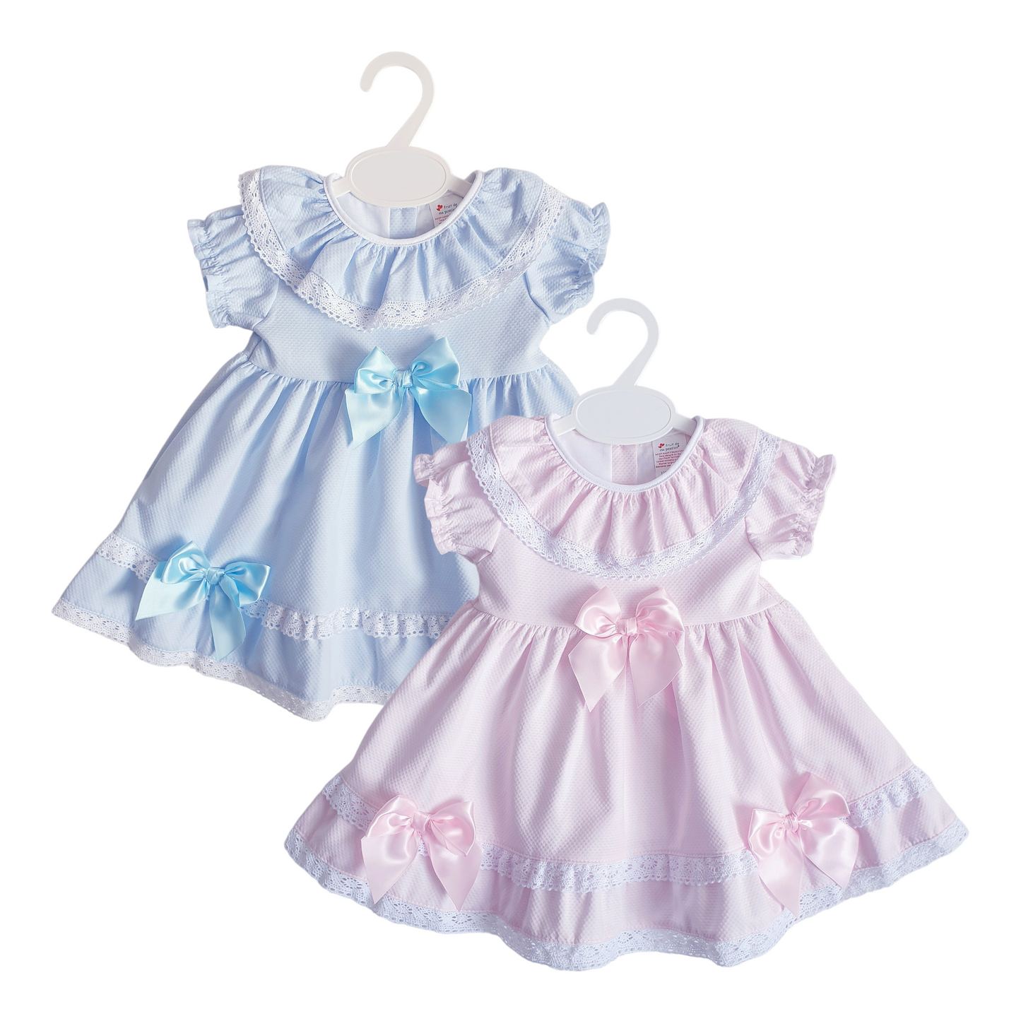 Baby Girls Spanish Ribbon Bow Dress Pink Blue