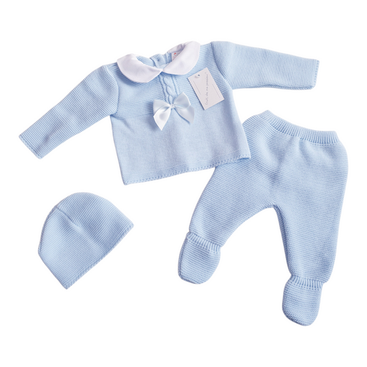 Baby Spanish Blue Knitted 3 Piece Box Set