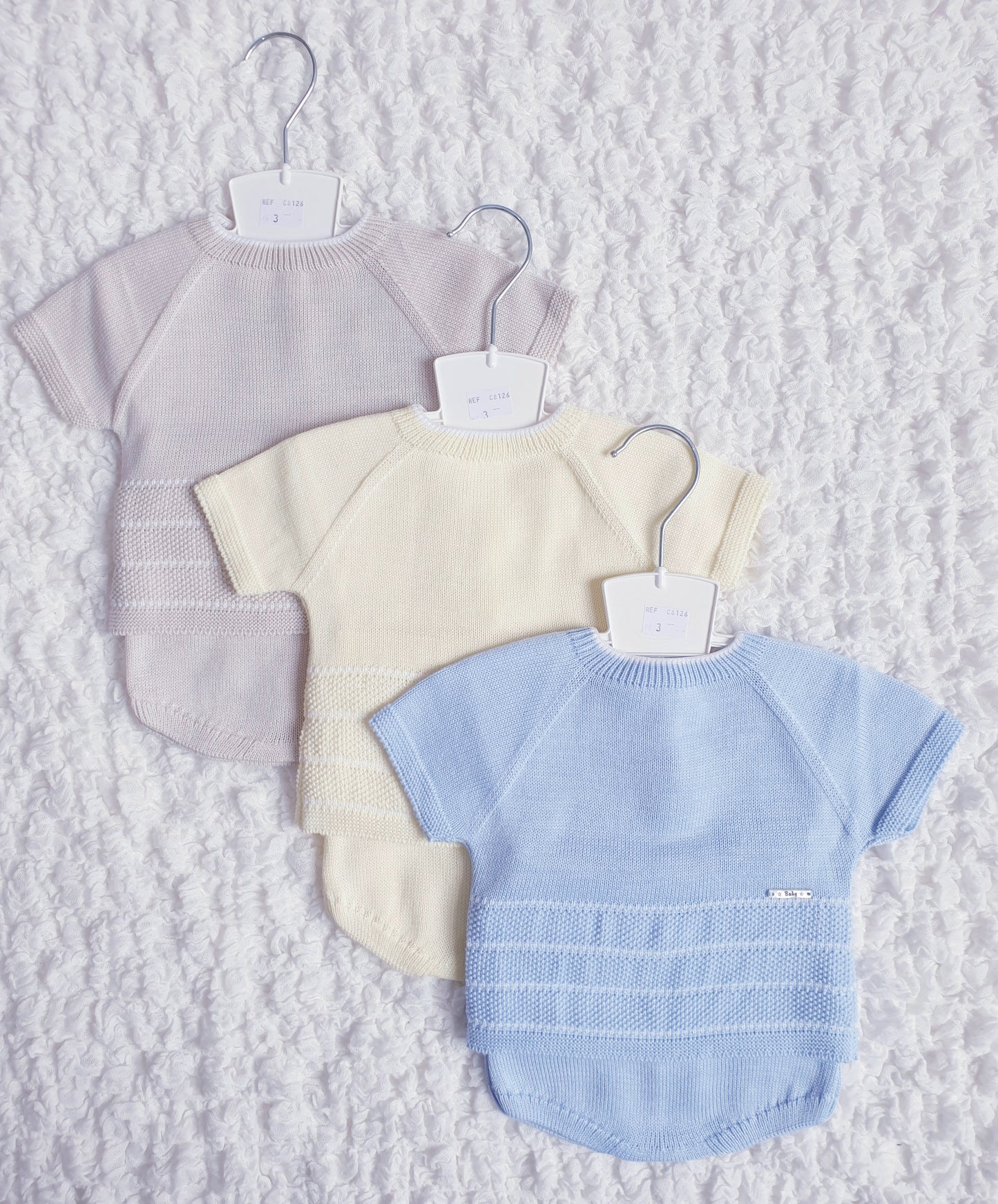 Baby Boys Spanish Knitted Jam Pants Set Blue Lemon Beige Mint