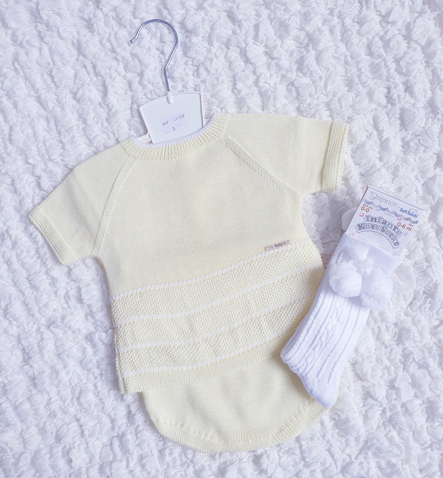 Baby Boys Spanish Knitted Jam Pants Set Blue Lemon Beige Mint