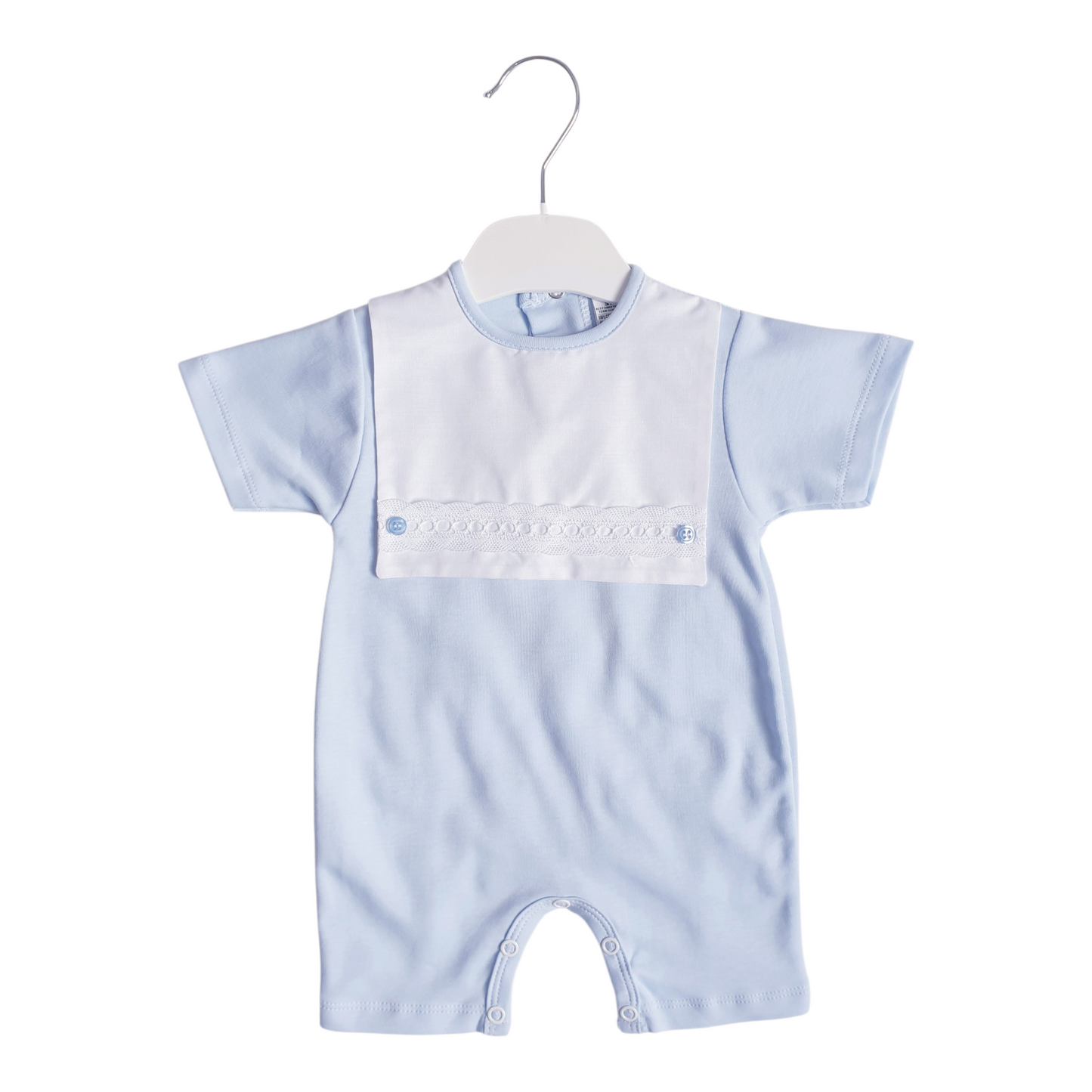Baby Boys Blue Square Bib Romper