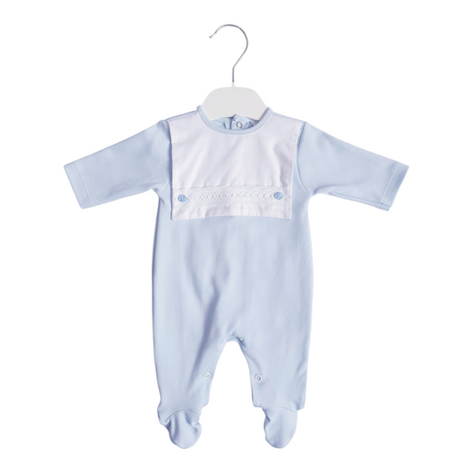 Baby Boys Blue Square Bib Babygrow