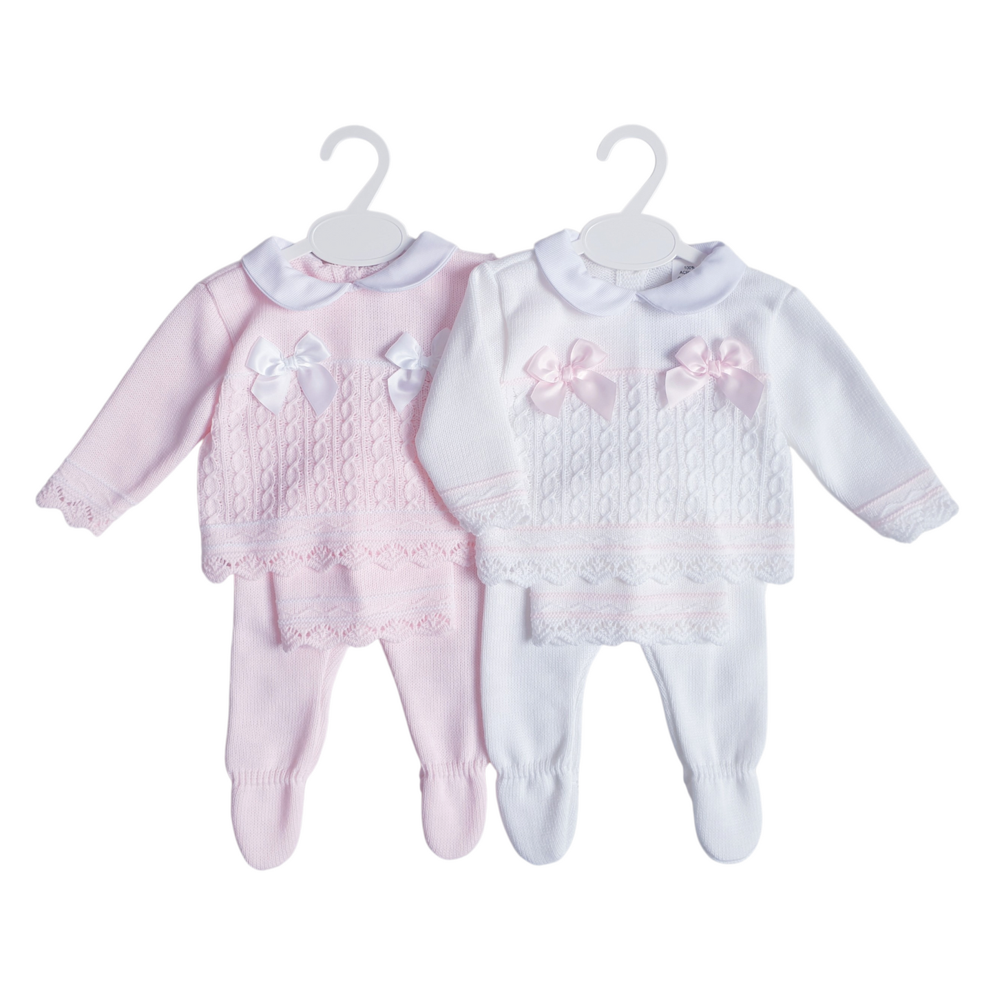 Baby Girls Spanish Knitted Set Pink White