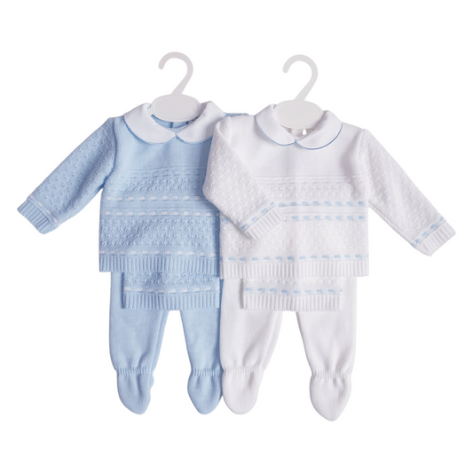 Baby Boys Spanish Knitted Set Blue White