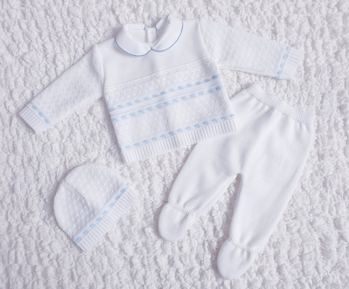 Baby Boys Spanish Knitted Set Blue White