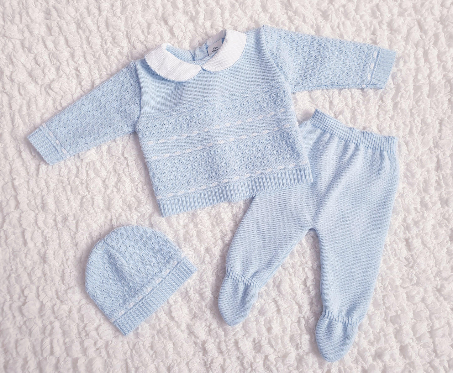 Baby Boys Spanish Knitted Set Blue White