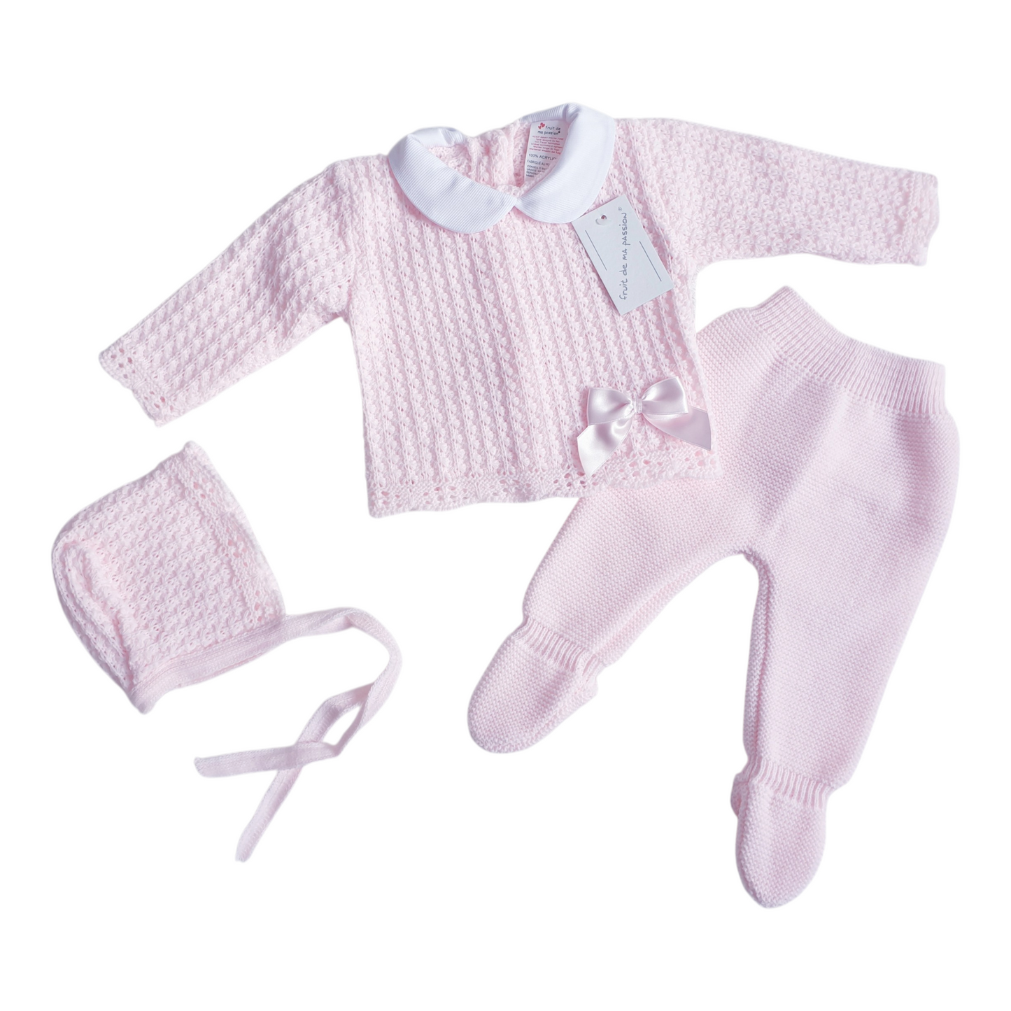 Baby Girls Pink Spanish Knitted 3 Piece Box Set