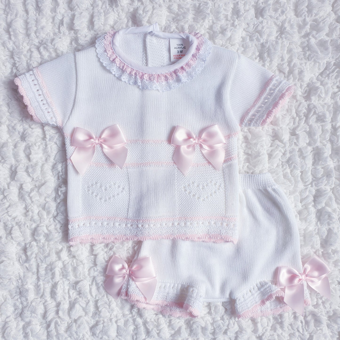 Baby Girls Spanish Knitted Bow Shorts Set