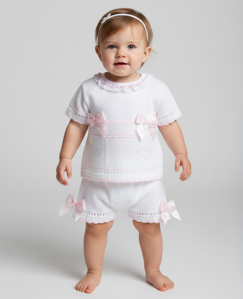 Baby Girls Spanish Knitted Bow Shorts Set