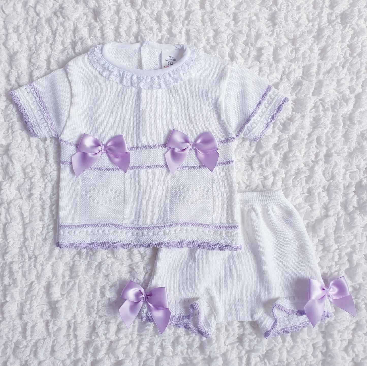 Baby Girls Spanish Knitted Bow Shorts Set
