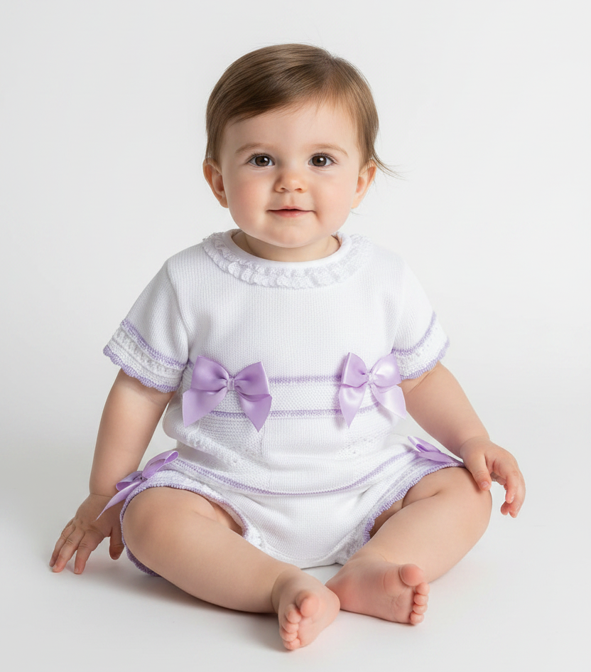 Baby Girls Spanish Knitted Bow Shorts Set