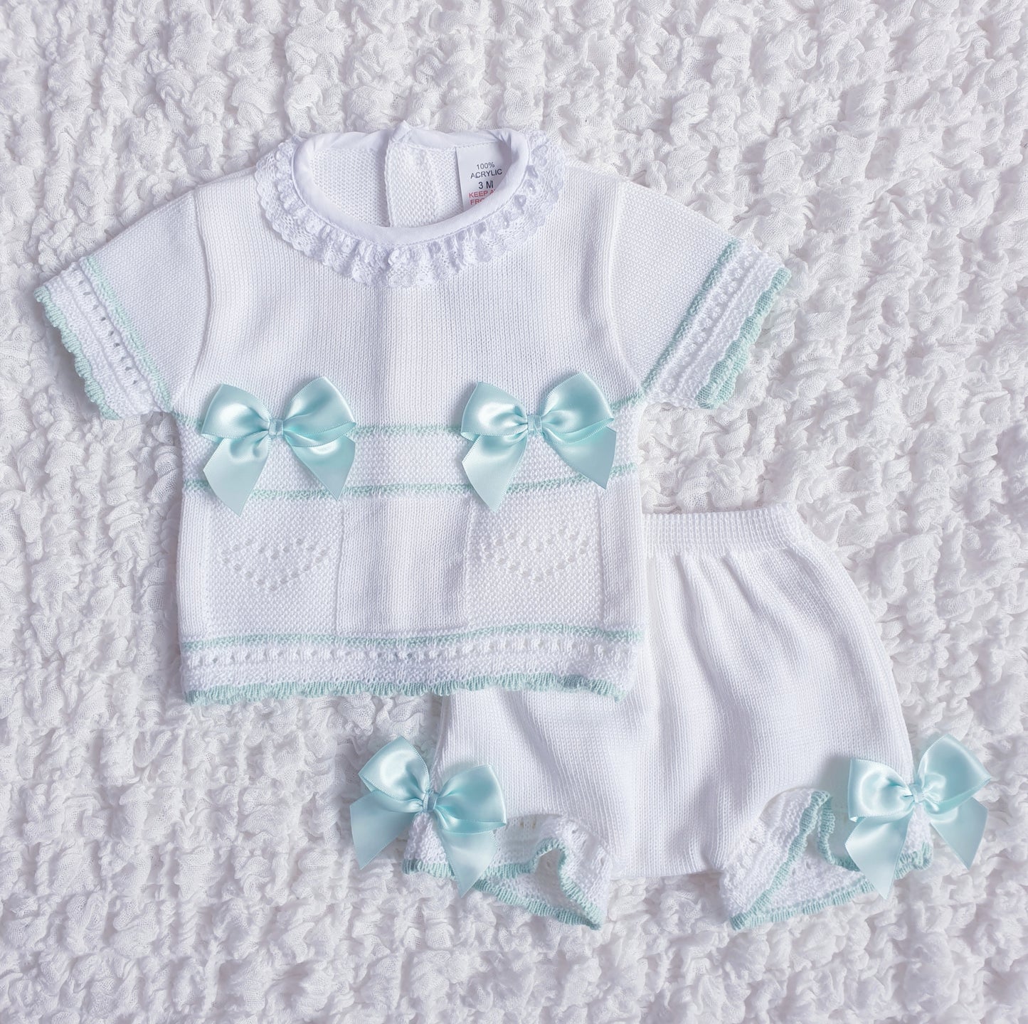 Baby Girls Spanish Knitted Bow Shorts Set