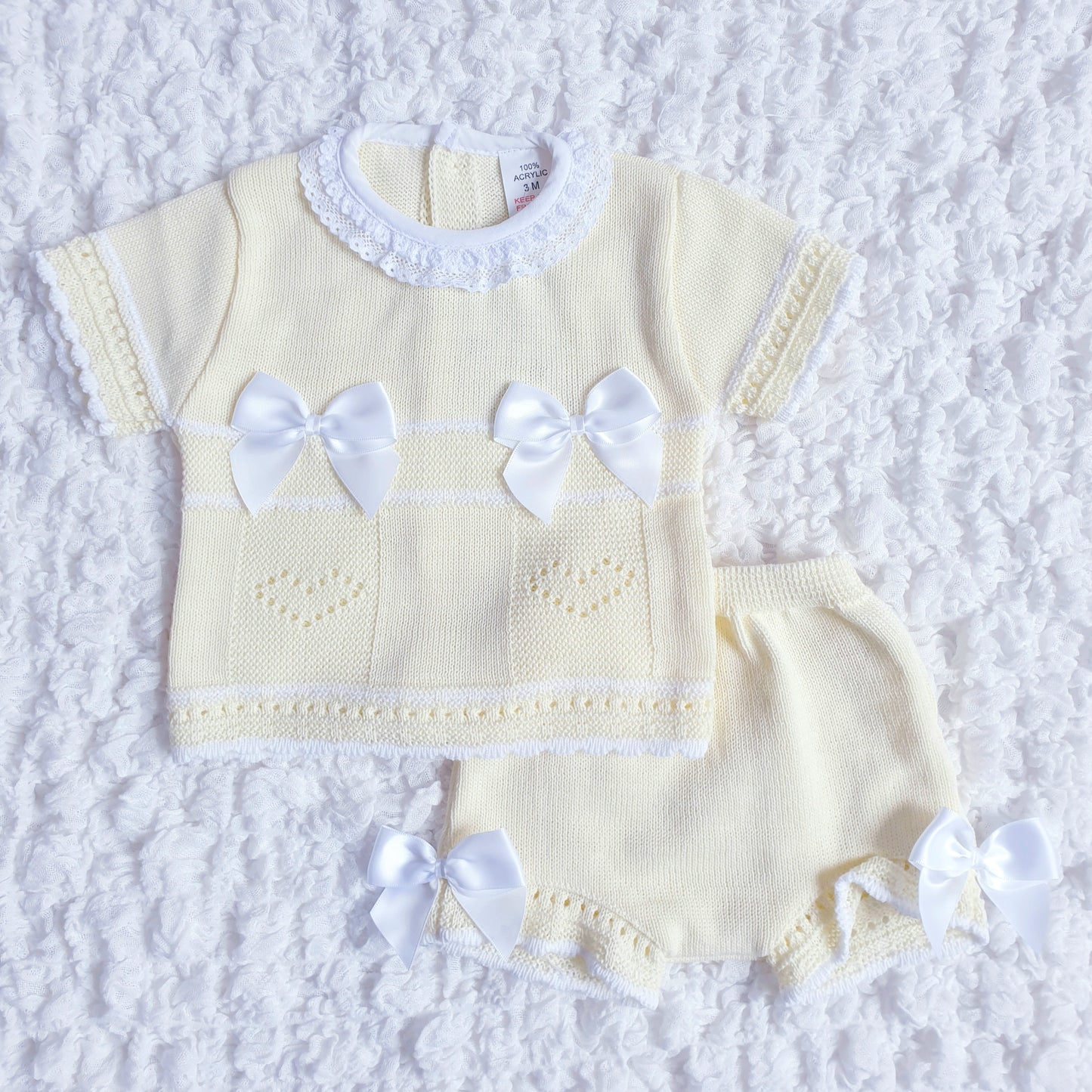 Baby Girls Spanish Knitted Bow Shorts Set