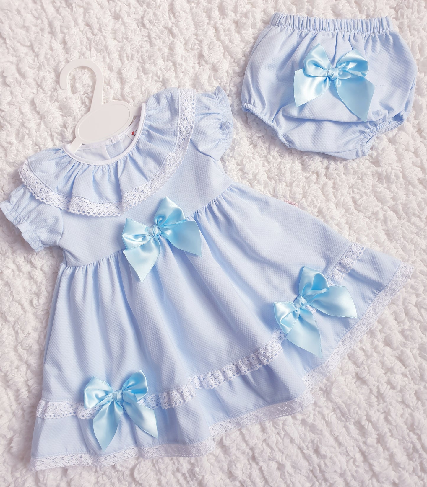 Baby Girls Spanish Ribbon Bow Dress Pink Blue