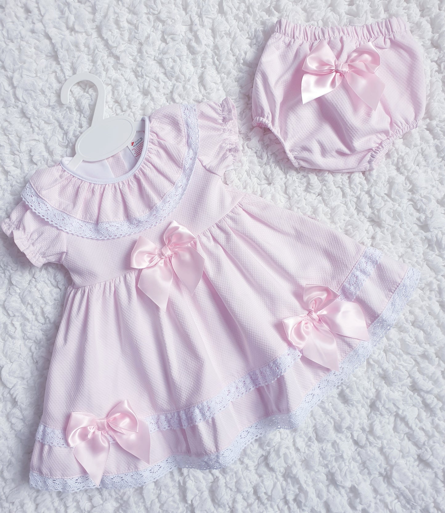 Baby Girls Spanish Ribbon Bow Dress Pink Blue