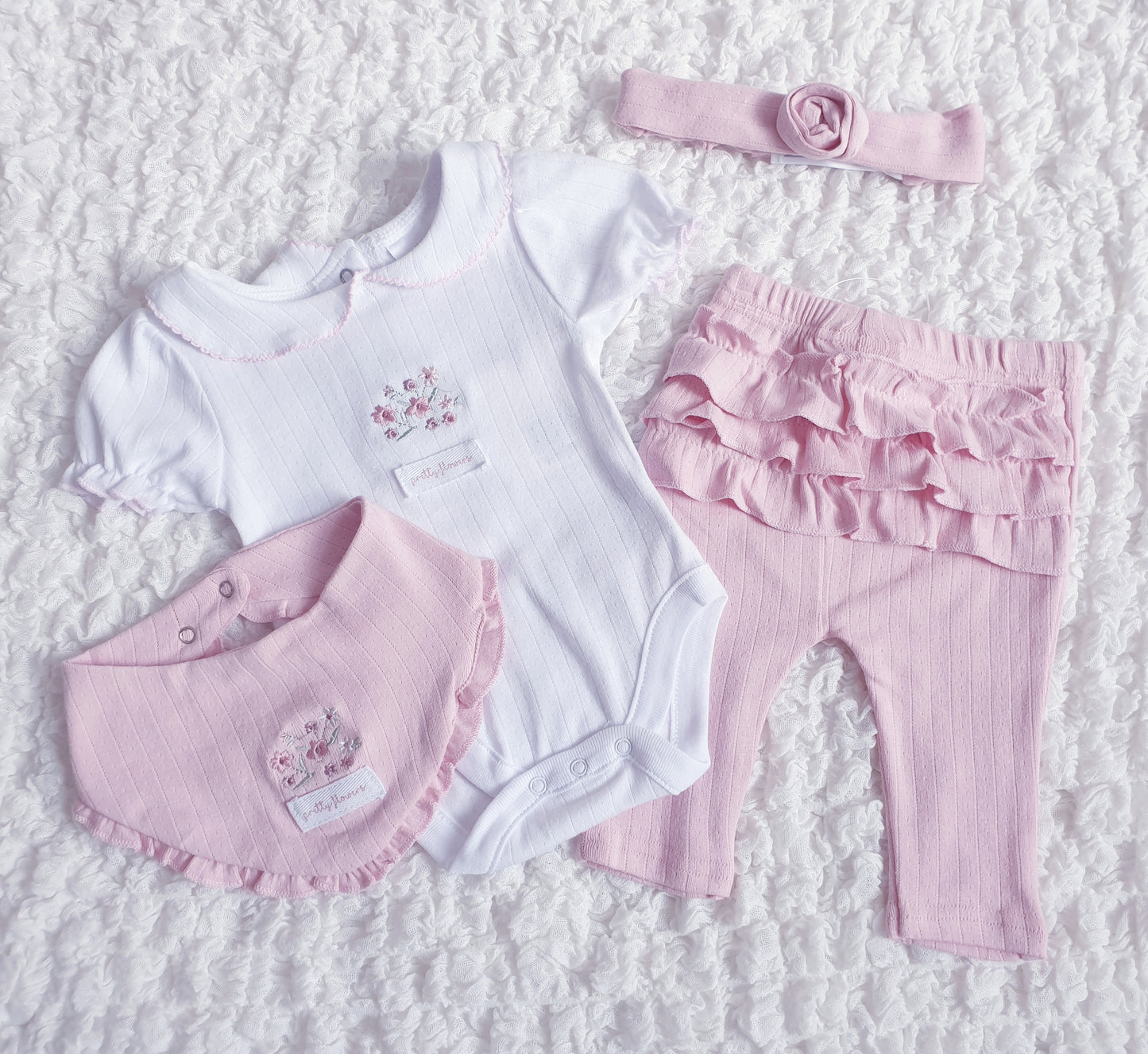 Baby Girls Pink Ribbed Leggings Set