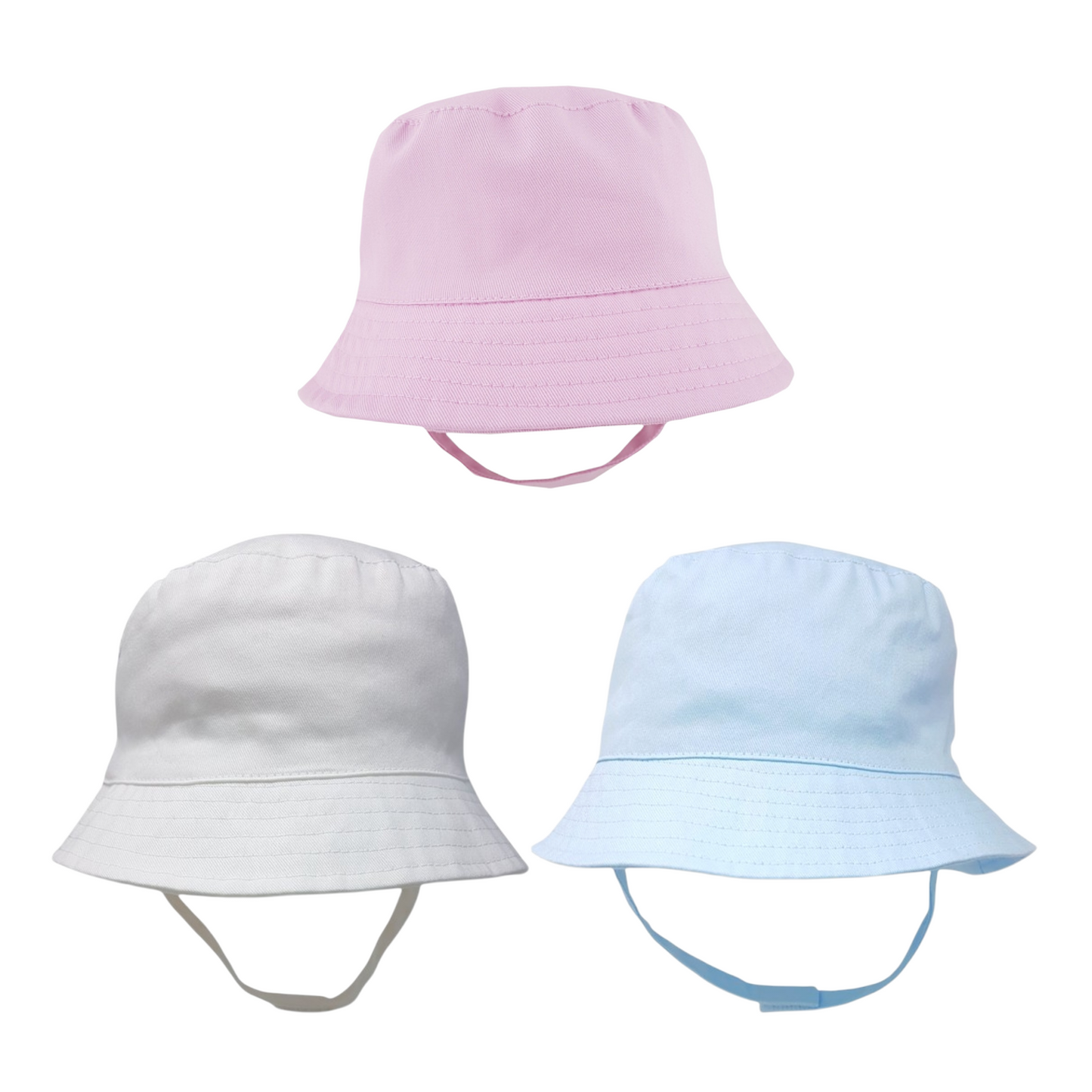 Summer Bucket Hats White Blue Pink