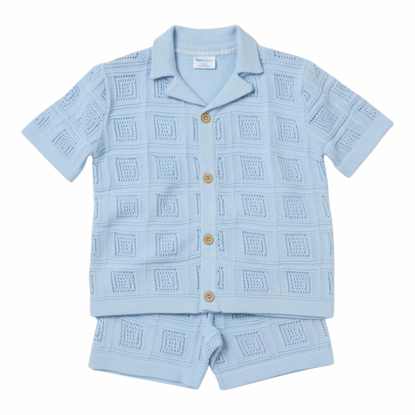 Boys Blue Knitted Shorts Set