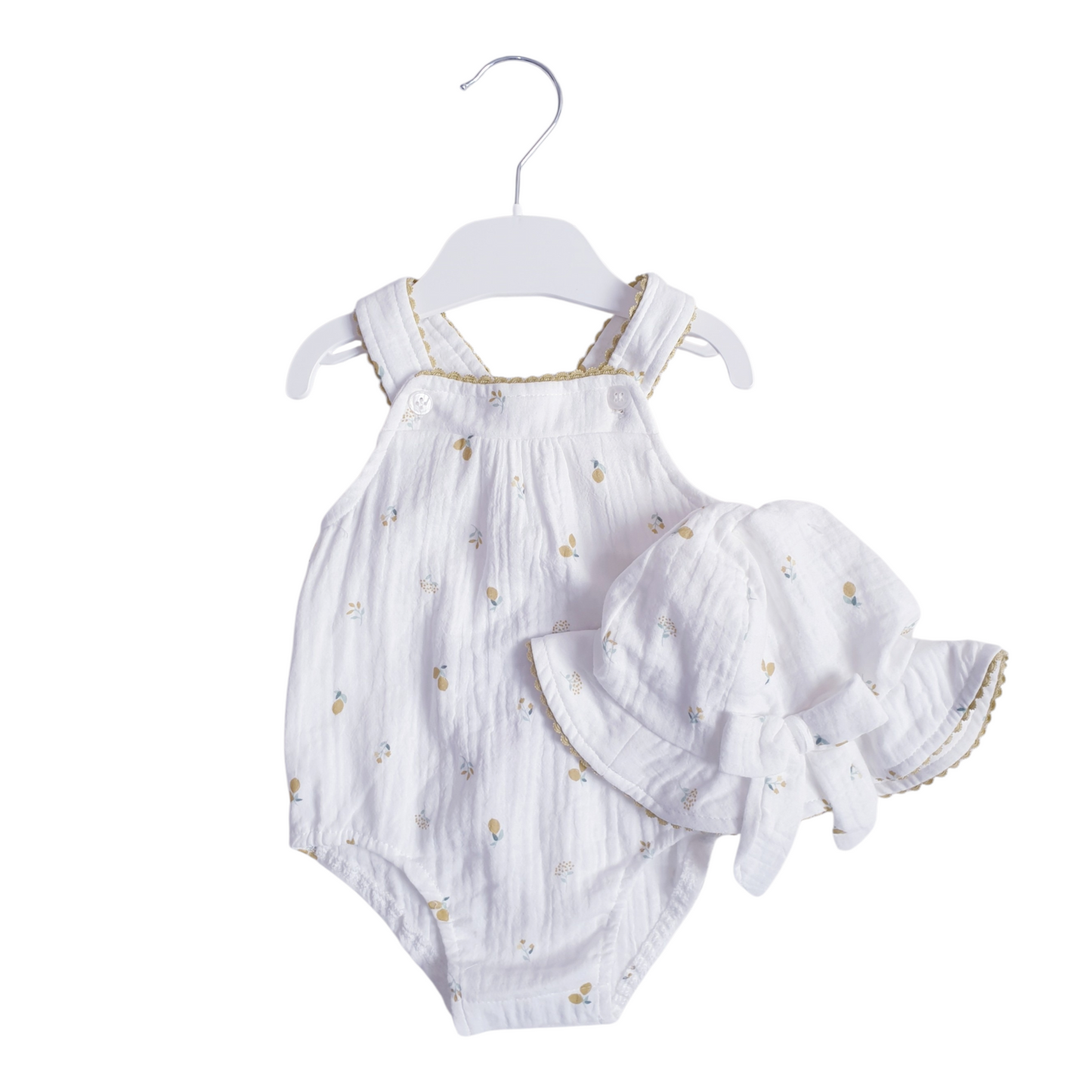 Baby Girls Lemons Romper & Summer Hat
