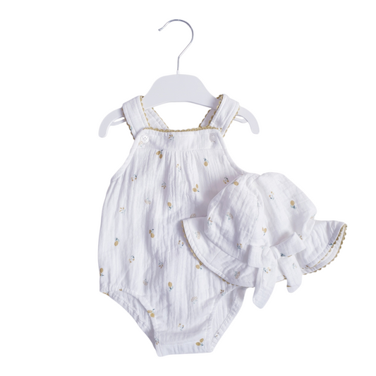 Baby Girls Lemons Romper & Summer Hat